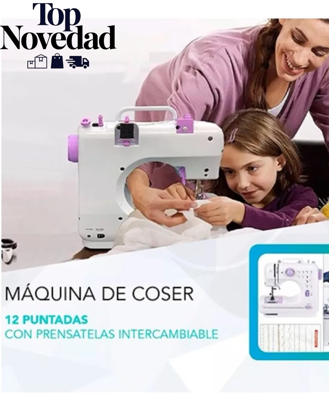 MINI MÁQUINA DE COSER PORTÁTIL DE 12 PUNTOS
